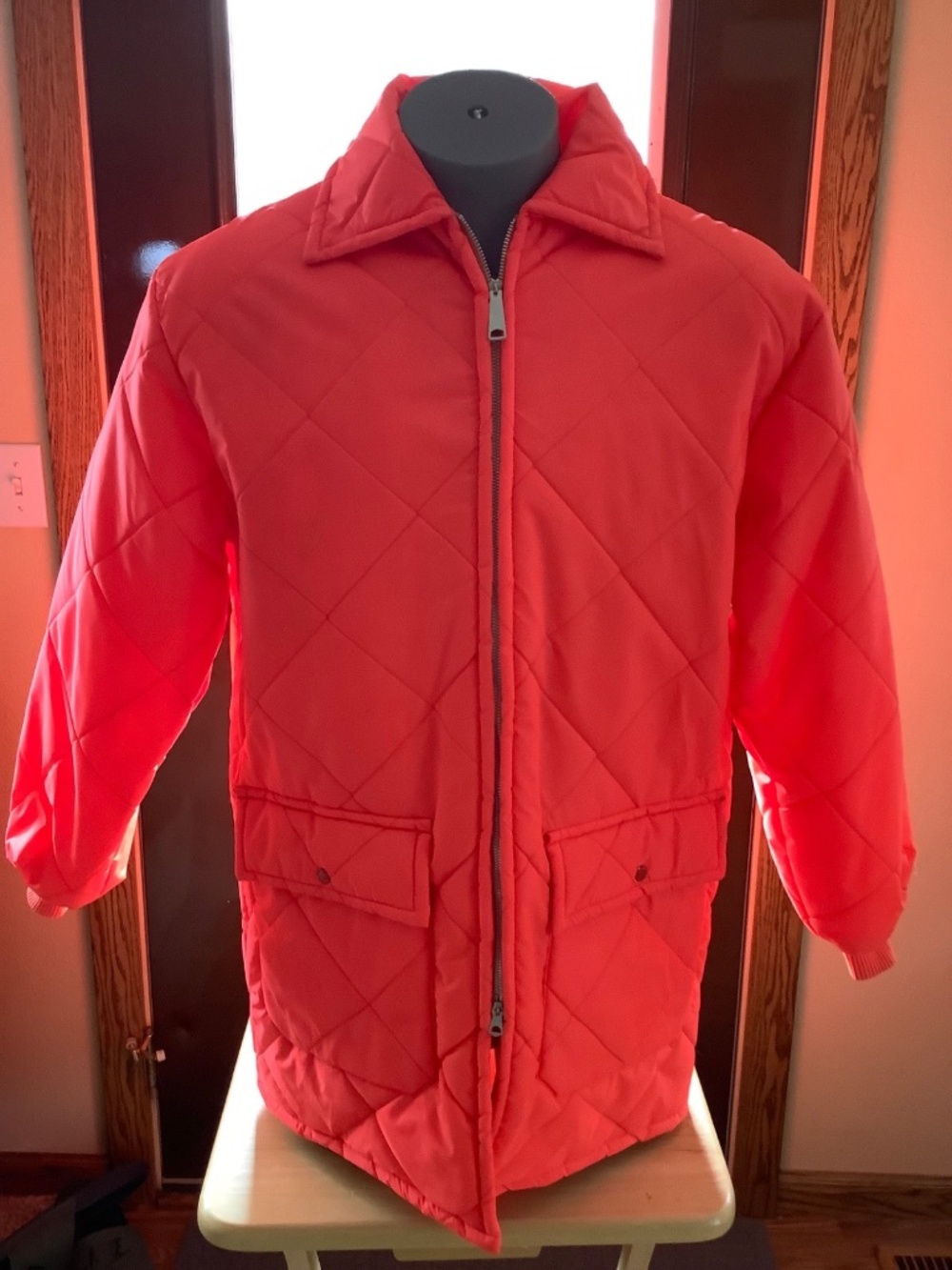 NWOT “Warm Wear By Nesco” MEDIUM Quilted JACKET Parka COAT Blaze Orange HUNTING